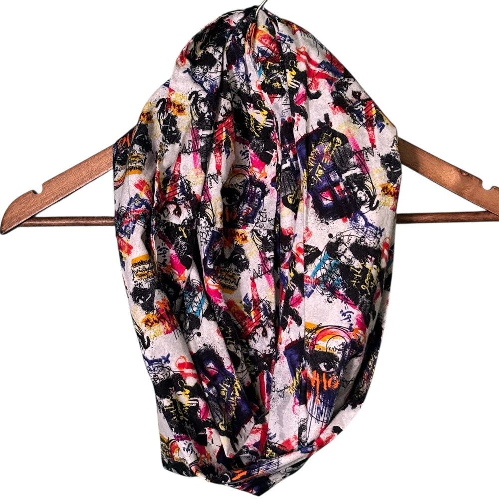 Hand Sewn Doctor Who Graffiti Toss Cotton Infinity Scarf